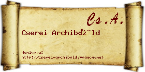 Cserei Archibáld névjegykártya